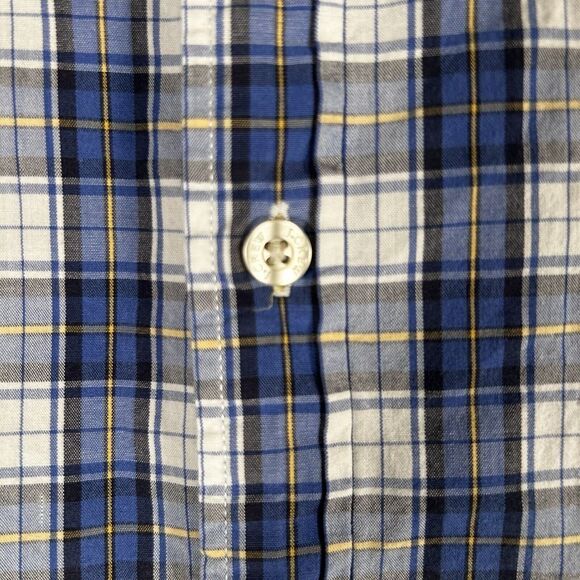 J Crew Shirt Men's Large Blue White Plaid Button Up Long Sleeve Tailored - Picture 6 of 11